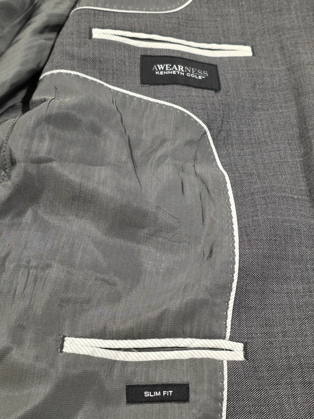 46R Men's Kenneth Cole Awearness Blazer Gray Wool 2 Button Sport Coat